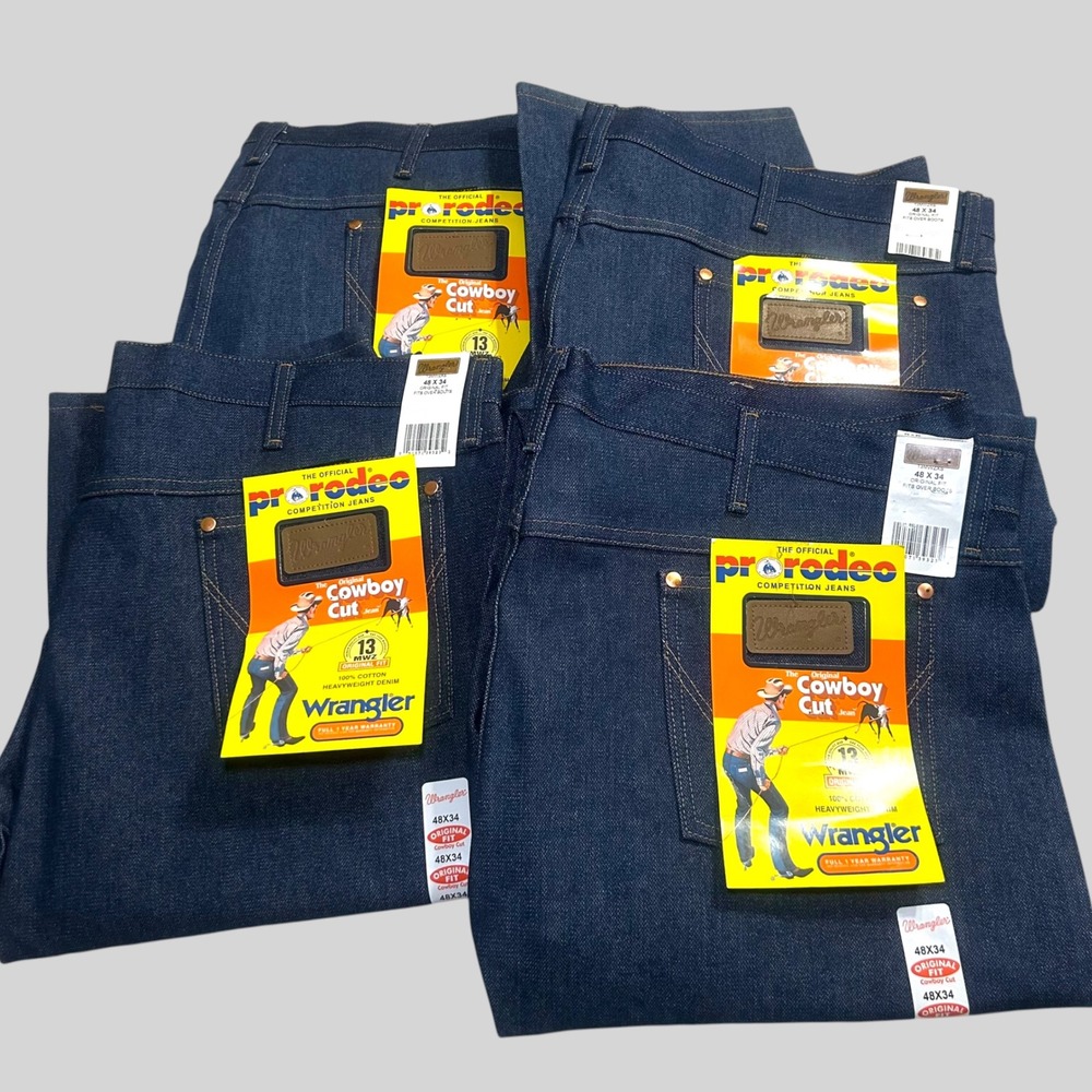 Lot of 4 NWT Wrangler 13MWZ Cowboy Cut Jeans 48x34 Original Fit Pro Rodeo Denim - Picture 7 of 8